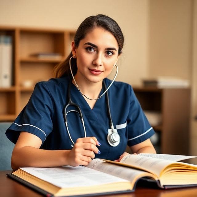 Nursing student studying